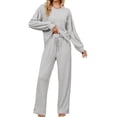 thumbnail image 1 of UVN Pajama Sets for Women Long Sleeve Lounge Set Ribbed Knit Sleepwear 2 Piece Pjs Soft Loungewear with Pockets, 1 of 4