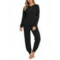 thumbnail image 1 of UVN Pajama Sets for Women Waffle Knit Lounge Sets Long Sleeve Henley Shirts and Long Pants Sleepwear 2 Piece Pjs Soft Comfy Loungewear with Pockets, 1 of 7