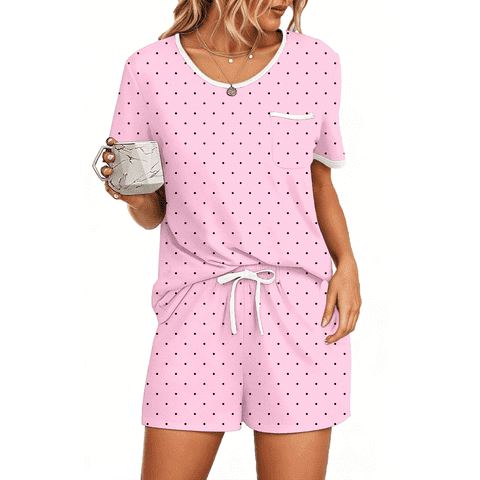 Pajamas Sets for Women 2 Piece Lounge Set Short Sleeve Tops and Shorts Soft Pj Set Sleepwear Loungewear