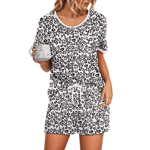 UVN Pajamas Sets for Women 2 Piece Lounge Set Short Sleeve Tops and Shorts Soft Pj Set Sleepwear Loungewear