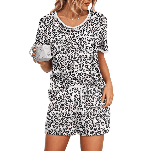 UVN Pajamas Sets for Women 2 Piece Lounge Set Short Sleeve Tops and Shorts Soft Pj Set Sleepwear Loungewear