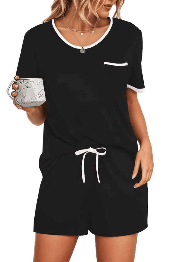 Pajamas Sets for Women 2 Piece Lounge Set Short Sleeve Tops and Shorts Soft Pj Set Sleepwear Loungewear