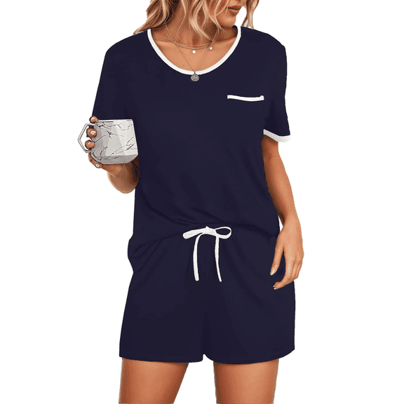 UVN Pajamas Sets for Women 2 Piece Lounge Set Short Sleeve Tops and Shorts Soft Pj Set Sleepwear Loungewear