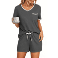 thumbnail image 1 of UVN Pajamas Sets for Women 2 Piece Lounge Set Short Sleeve Tops and Shorts Soft Pj Set Sleepwear Loungewear, 1 of 9