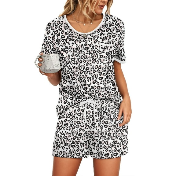 UVN Pajamas Sets for Women 2 Piece Lounge Set Short Sleeve Tops and Shorts Soft Pj Set Sleepwear Loungewear