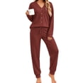 thumbnail image 1 of UVN Pajamas Sets for Women Long Sleeve Button Down Tops and Pants 2 Piece Outfit Fall Sleepwear Pjs Lounge Sets with Pockets, 1 of 10