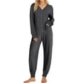 thumbnail image 1 of UVN Pajamas Sets for Women Long Sleeve Button Down Tops and Pants 2 Piece Outfit Fall Sleepwear Pjs Lounge Sets with Pockets, 1 of 9