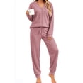 thumbnail image 1 of UVN Pajamas Sets for Women Long Sleeve Button Down Tops and Pants 2 Piece Outfit Fall Sleepwear Pjs Lounge Sets with Pockets, 1 of 9
