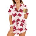thumbnail image 1 of UVN Pajamas Sets for Women Short Sleeve Button Down Tops and Ruffle Shorts 2 Piece Outfit Satin Silk Pjs Sleepwear Loungewear, 1 of 8