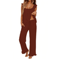 thumbnail image 1 of UVN Pajamas for Women 2 Piece Ruffle Strap Tops and Long Pants Ladies Casual Sleepwear Fall Lounge Pajama Sets, 1 of 4