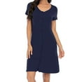 thumbnail image 1 of Shine Up Nightgowns for Women Button Down Pajamas Dress Short Sleeve Scoop Neck Sleepwear, 1 of 7