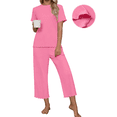 thumbnail image 1 of UVN Pajamas for Women Short Sleeve Tops and Capri Pants Casual Womens Pajamas Sets with Pocket, 1 of 9
