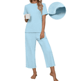 thumbnail image 1 of UVN Pajamas for Women Short Sleeve Tops and Capri Pants Casual Womens Pajamas Sets with Pocket, 1 of 11