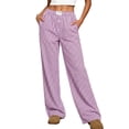 thumbnail image 1 of UVN Pants for Women Gingham Wide Leg Casual Lounge Bottoms Ladies Plaid Trousers with Pocket, 1 of 9
