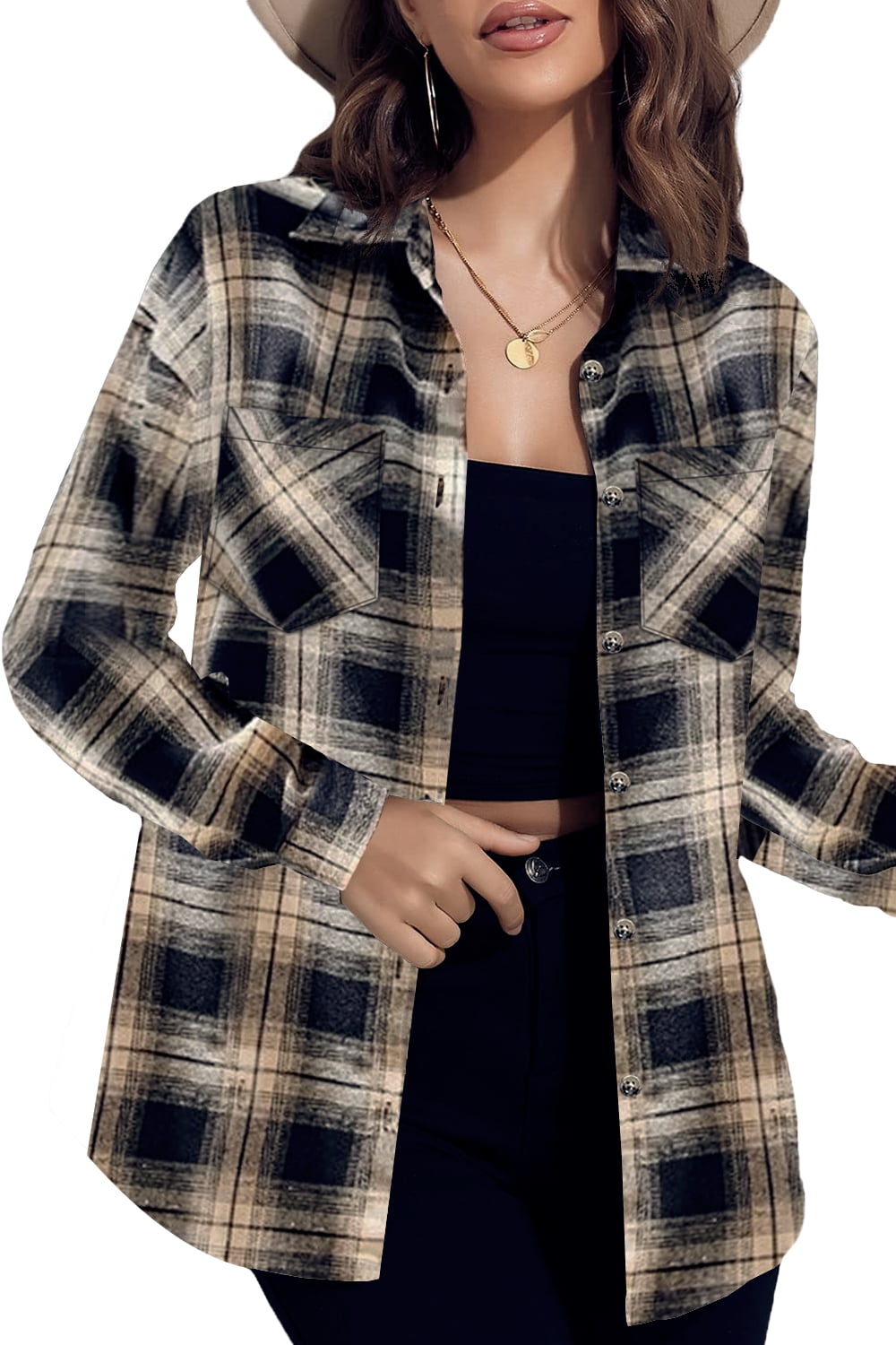Uneven Plaid Shirt(LADIES) main image 1