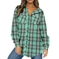 thumbnail image 1 of UVN Plaid Shirt for Women Oversized Flannel Long Sleeve Shirts Casual Button Down Blouse Tops with Pockets, 1 of 9