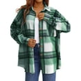 thumbnail image 1 of UVN Plaid Shirts for Women Flannel Long Sleeve Shacket Jacket Ladies Shirt Button Down Top Casual Coats, 1 of 7
