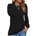thumbnail image 1 of UVN Pleated Womens Blouses Crewneck Long Sleeve Shirts Casual Dressy Tunic Tops, 1 of 8