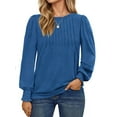 thumbnail image 1 of UVN Plus Size Tops for Women Pleated Long Sleeve Shirts Dressy Casual Crewneck Fall Blouses, 1 of 9