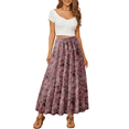 thumbnail image 1 of UVN Skirts for Women Summer Chiffon Pleated A-Line Long Skirt Elastic High Waist Swing Tiered Boho Beach Floral Print Maxi Skirts, 1 of 9