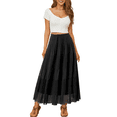 thumbnail image 1 of UVN Skirts for Women Summer Chiffon Pleated A-Line Long Skirt Elastic High Waist Swing Tiered Boho Beach Floral Print Maxi Skirts, 1 of 9