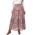 thumbnail image 1 of UVN Skirts for Women Summer Chiffon Pleated A-Line Long Skirt Elastic High Waist Swing Tiered Boho Beach Floral Print Maxi Skirts, 1 of 9
