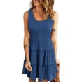 thumbnail image 1 of UVN Sleeveless Dresses for Women Summer Casual Button Down Sundresses Ladies Ruffle Tiered Casual Swing Beach Dress, 1 of 9