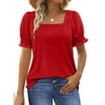 thumbnail image 1 of UVN Square Neck Tops for Women Summer Puff Short Sleeve Shirts Dressy Casual Tunic Blouses, 1 of 9