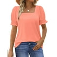 thumbnail image 1 of UVN Square Neck Tops for Women Summer Puff Short Sleeve Shirts Dressy Casual Tunic Blouses, 1 of 8