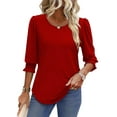 thumbnail image 1 of UVN Summer Blouses for Women 3/4 Sleeve Shirts Ladies Casual Crew Neck Womens Tunic Tops, 1 of 11