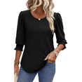 thumbnail image 1 of UVN Summer Blouses for Women 3/4 Sleeve Shirts Ladies Casual Crew Neck Womens Tunic Tops, 1 of 9