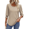 thumbnail image 1 of UVN Summer Blouses for Women 3/4 Sleeve Shirts Ladies Casual Crew Neck Womens Tunic Tops, 1 of 9
