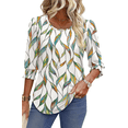 thumbnail image 1 of UVN Summer Blouses for Women 3/4 Sleeve Shirts Ladies Casual Crew Neck Womens Tunic Tops, 1 of 11