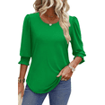 thumbnail image 1 of UVN Summer Blouses for Women 3/4 Sleeve Shirts Ladies Casual Crew Neck Womens Tunic Tops, 1 of 11