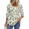 thumbnail image 1 of UVN Summer Blouses for Women 3/4 Sleeve Shirts Ladies Casual Crew Neck Womens Tunic Tops, 1 of 11