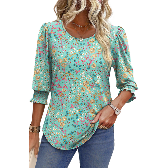 UVN Summer Blouses for Women 3/4 Sleeve Shirts Ladies Casual Crew Neck Womens Tunic Tops