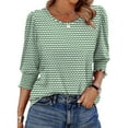 thumbnail image 1 of UVN Summer Blouses for Women 3/4 Sleeve Shirts Ladies Casual Crew Neck Womens Tunic Tops, 1 of 11