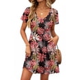 thumbnail image 1 of UVN Summer Dresses for Women Boho Floral Print Midi Dresses Casual Short Sleeve U Neck Beach Sundress with Pockets, 1 of 9