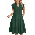 thumbnail image 1 of UVN Summer Dresses for Women Ruffle Sleeve V Neck Midi Dress Casual Beach Sundress with Pockets, 1 of 9