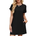 thumbnail image 1 of UVN Summer Dresses for Women Short Sleeve Dress Casual Crewneck Short Dress with Pockets, 1 of 8