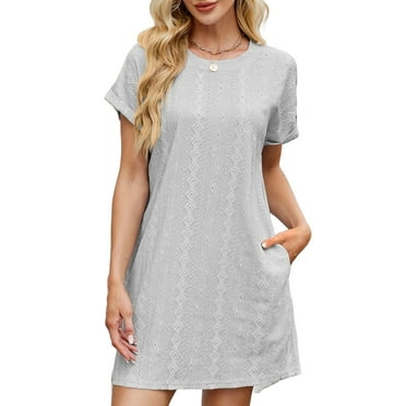 UVN Summer Dresses for Women Short Sleeve Dress Casual Crewneck Short Dress with Pockets
