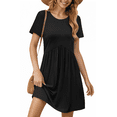 thumbnail image 1 of UVN Summer Dresses for Women Short Sleeve Pleated Midi Dress Casual Tunic Dresses with Pockets, 1 of 10