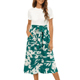 thumbnail image 1 of UVN Summer Dresses for Women Short Sleeve Ribbed Casual Midi Dress Ladies Floral Print Sundress with Pockets, 1 of 9