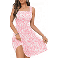 thumbnail image 1 of UVN Summer Dresses for Women Sleeveless Square Neck Midi Dress Boho Floral Print Beach Sundress with Pockets, 1 of 9