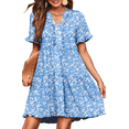 thumbnail image 1 of UVN Summer Dresses for Women V Neck Short Sleeve Casual A Line Dress Flowy Swing Ruffle Sundress with Pockets, 1 of 8