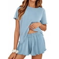 thumbnail image 1 of UVN Summer Pajama Sets For Women Short Sleeve Sleepwear Set Ladies Casual 2 Piece Outfits Lounge Sets, 1 of 11