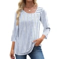 thumbnail image 1 of UVN Summer Square Neck Blouses for Women 3/4 Sleeve Shirt Ladies Dressy Casual Button Tunic Tops, 1 of 9
