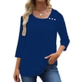 thumbnail image 1 of UVN Summer Square Neck Blouses for Women 3/4 Sleeve Shirt Ladies Dressy Casual Button Tunic Tops, 1 of 4