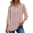 thumbnail image 1 of UVN Summer Square Neck Blouses for Women 3/4 Sleeve Shirt Ladies Dressy Casual Button Tunic Tops, 1 of 9