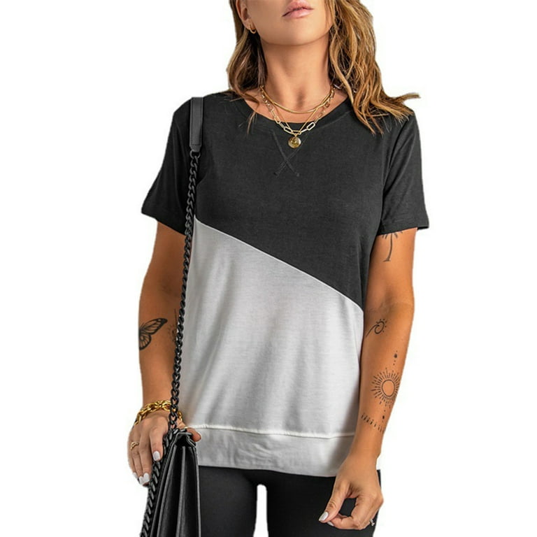 Casual Round Neck Stripe Loose Short Sleeve T-shirts Casual Round Neck Stripe Loose Short Sleeve T-shirts